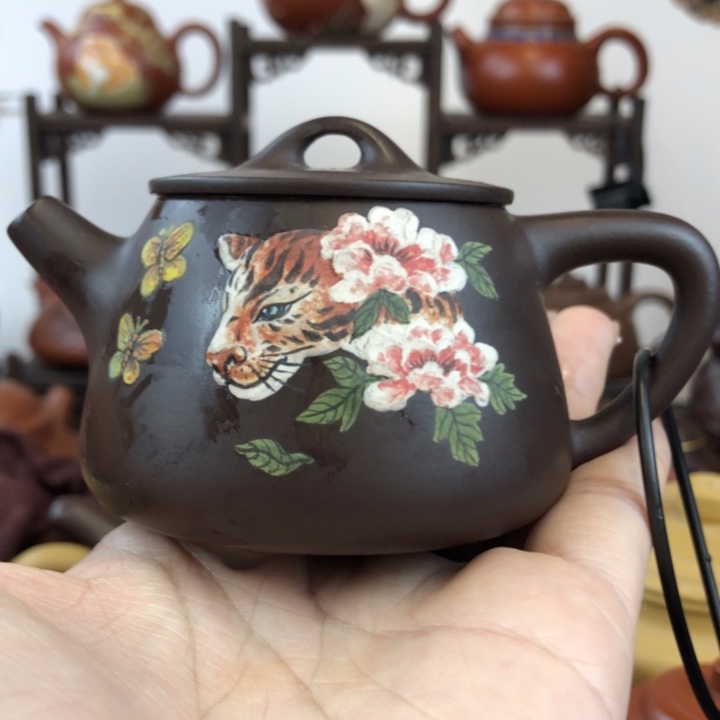 茶壶紫砂宜兴紫砂壶茄皮紫泥110