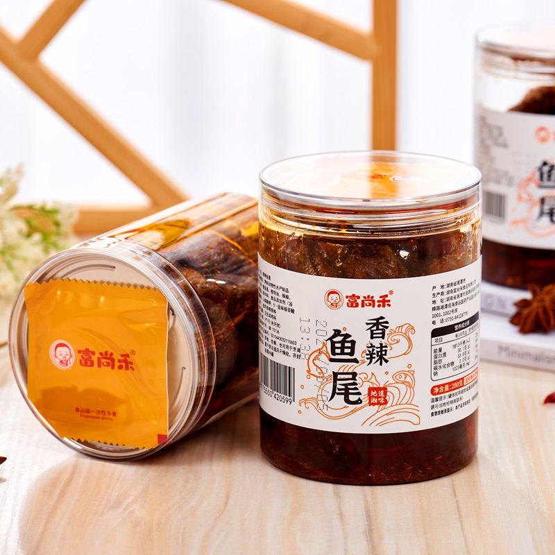 富尚禾香辣鱼尾巴下饭湖南特产开袋即食零食小吃熏鱼麦鲮鱼下酒菜