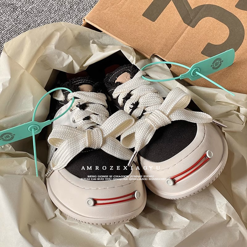 一对一版！檀健次同款开口笑ins帆布鞋男女休闲板鞋起司猫笑脸潮鞋