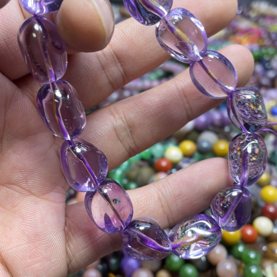 紫晶颈饰银S800镀金镶嵌