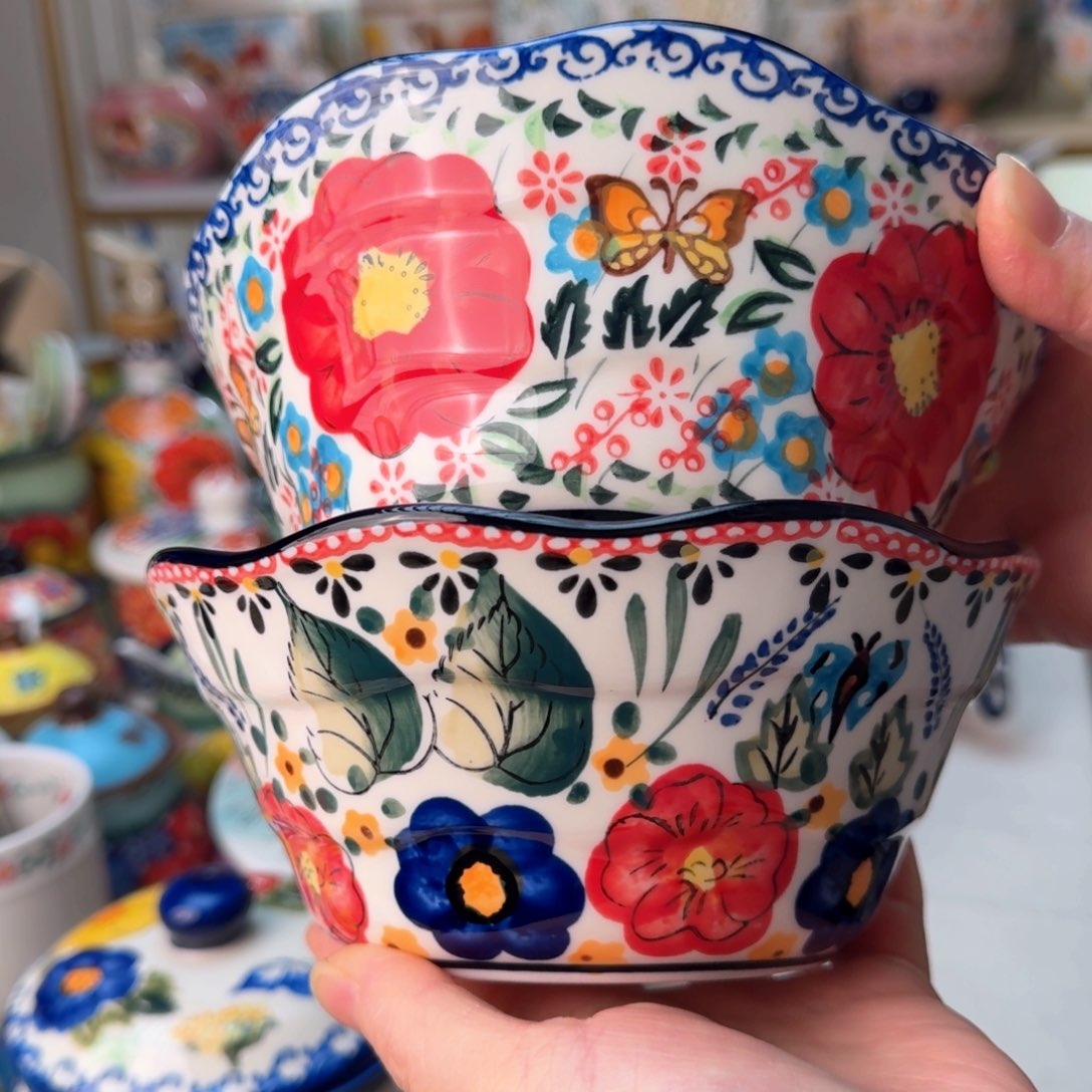 陶瓷6.5英寸斗笠碗两只看图