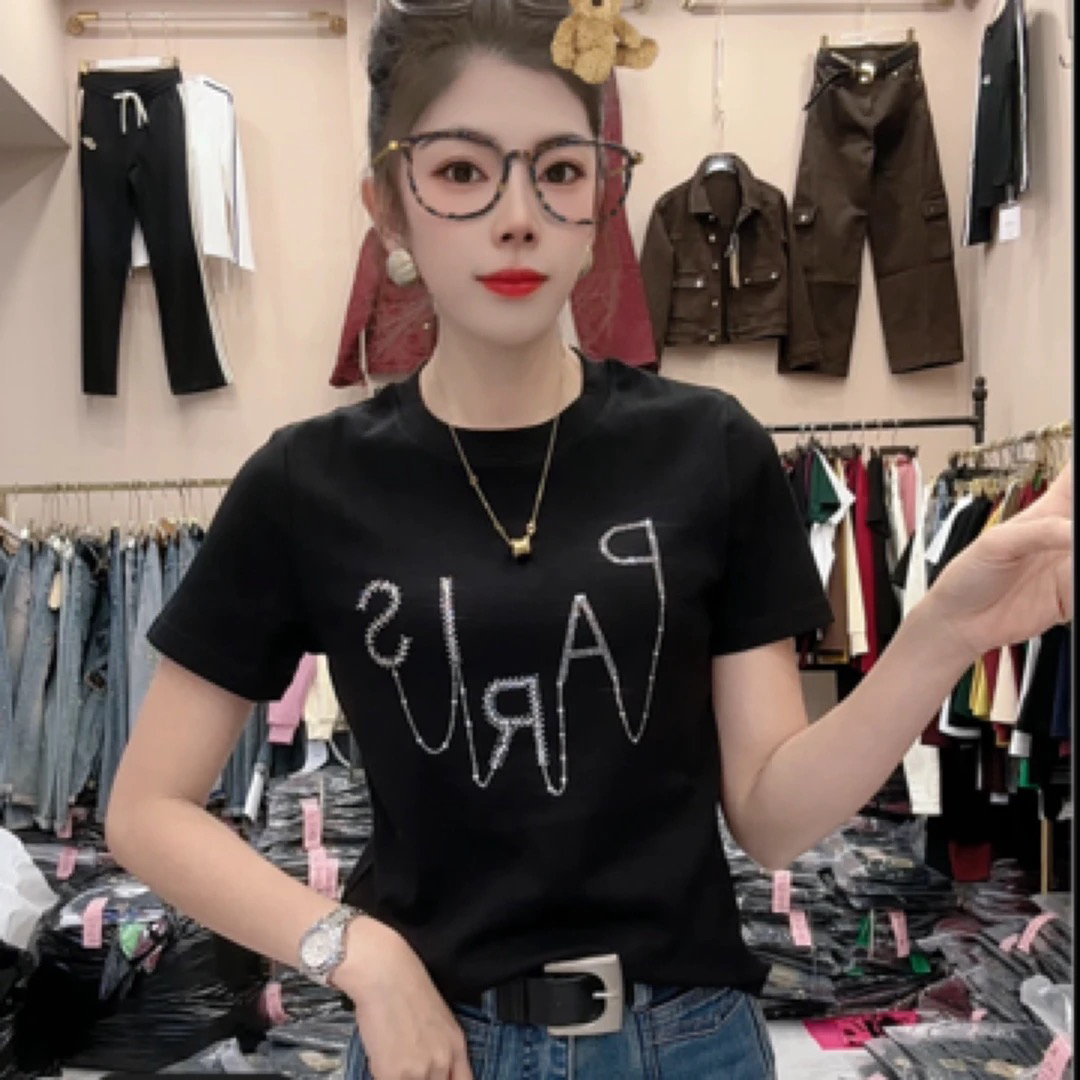 （欧时尚）夏季新款烫钻修身上衣112