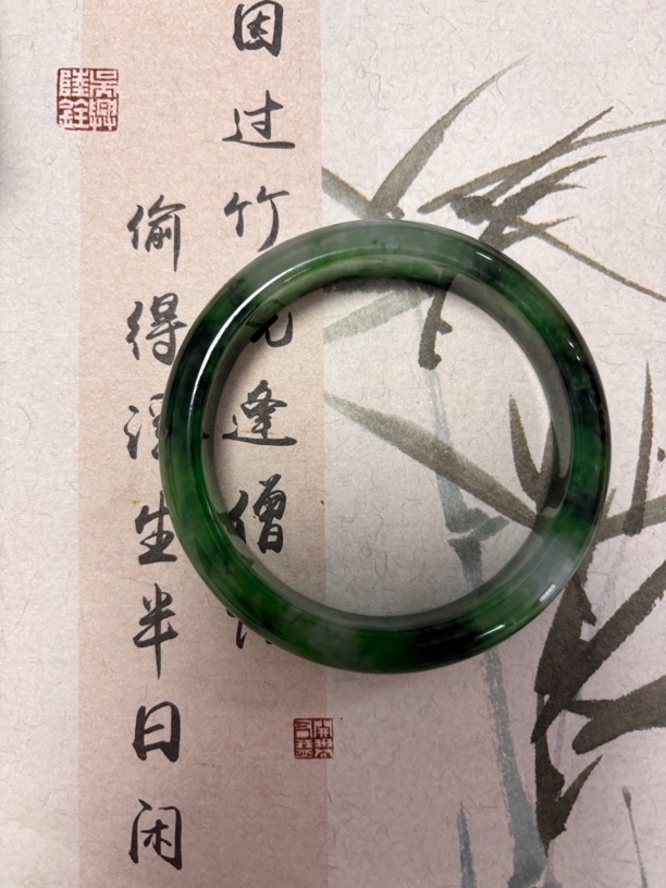 X860-五四加冰透绿飘花缅甸翡翠手镯