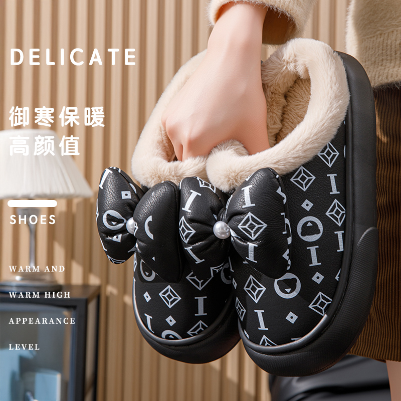 2025年新款居家外出防水防滑棉拖加绒加厚情侣款鞋时尚百搭鞋