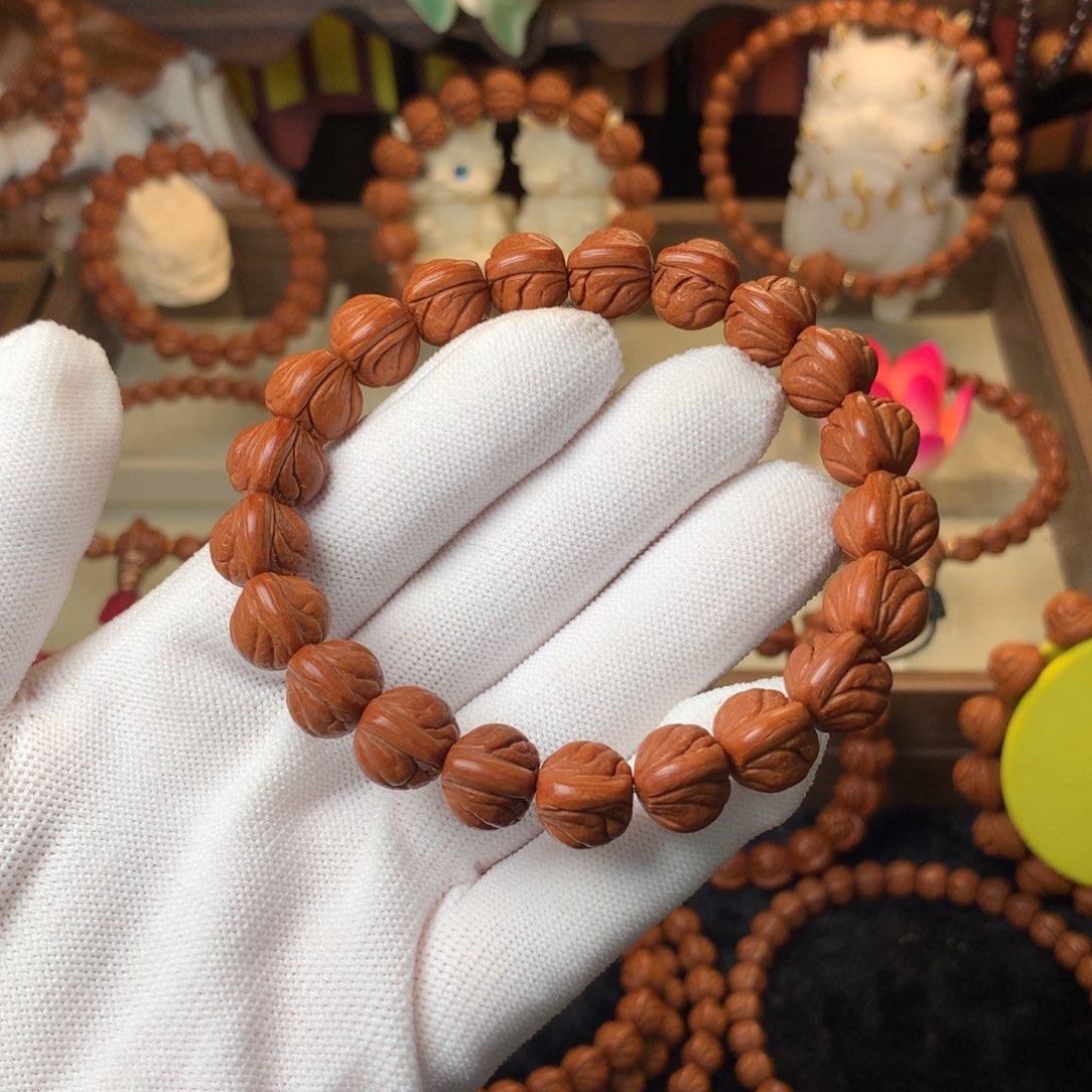 吊坠桃核玉龙脊手串12