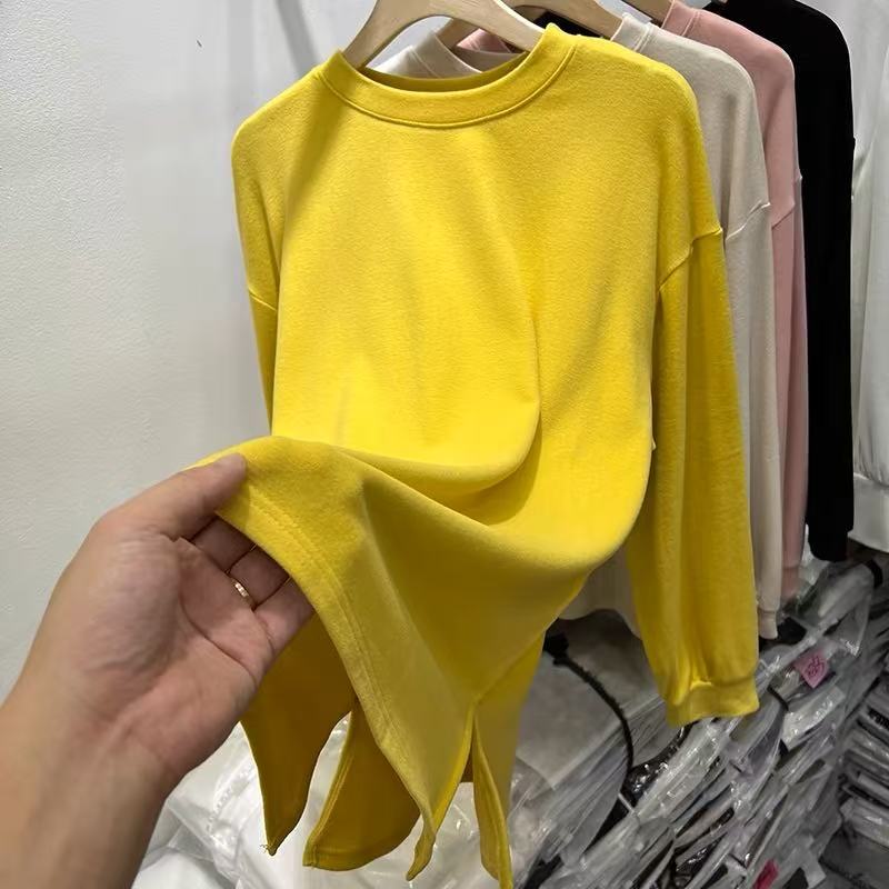 8621中长款后背刺绣圆领加厚卫衣韩版气质宽松大版