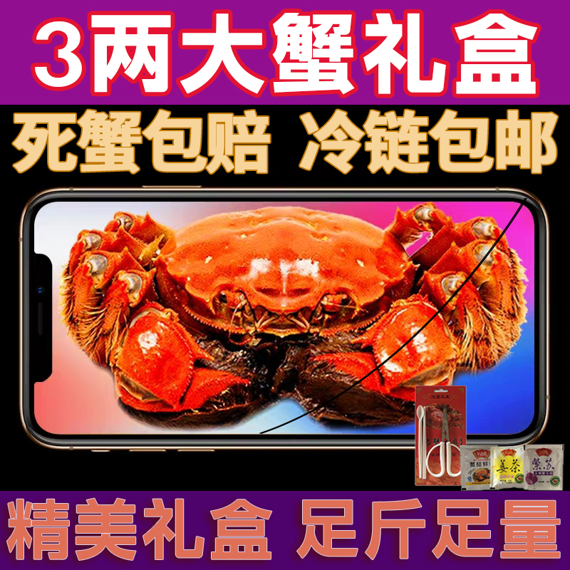 【可预约过年发货】大螃蟹公母蟹大匣蟹大杂蟹公3两母3两8只，送2只顺丰/京东礼盒