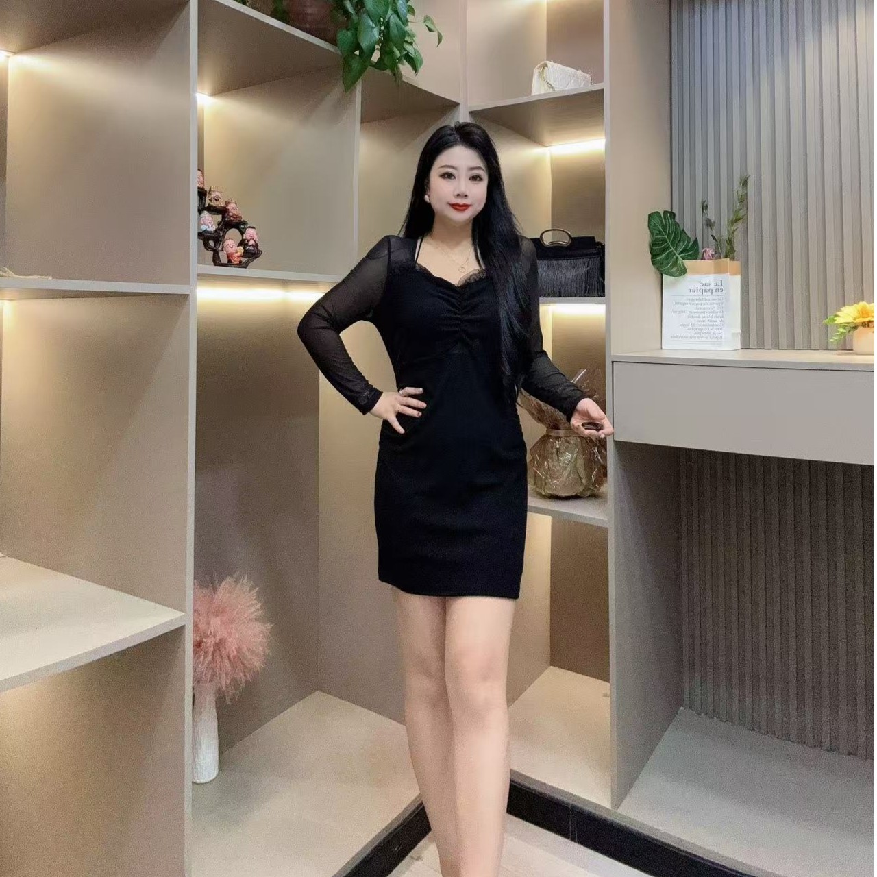冬季连衣裙-冠 7027气质蕾丝边性感设计显瘦款胖MM大码女装新款