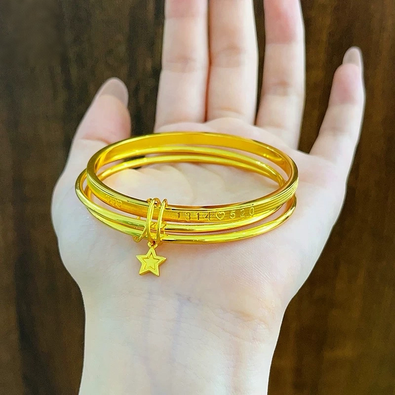 合金手镯 【精工】三生三世星星素圈手镯手环结婚订婚送女友礼物