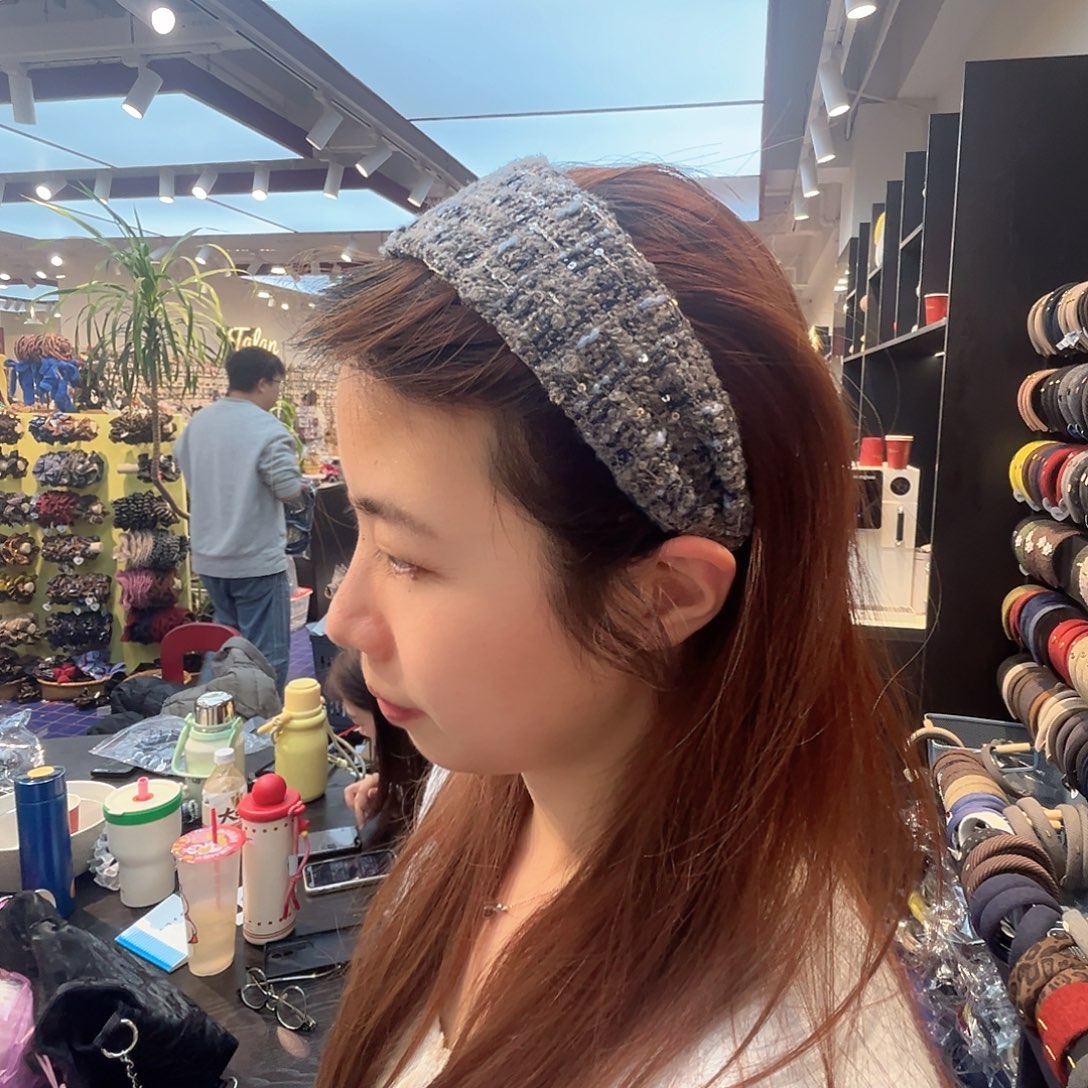 皮质非金属会蓝色小香风发箍