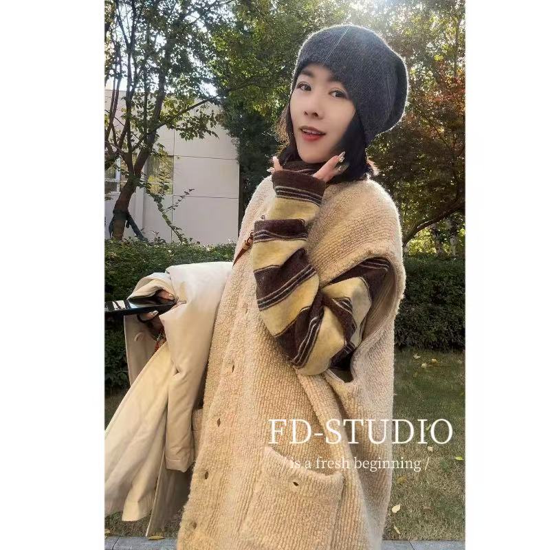 【梵町定制】FD50009秋冬新款毛绒圈针织马甲百搭保暖宽松