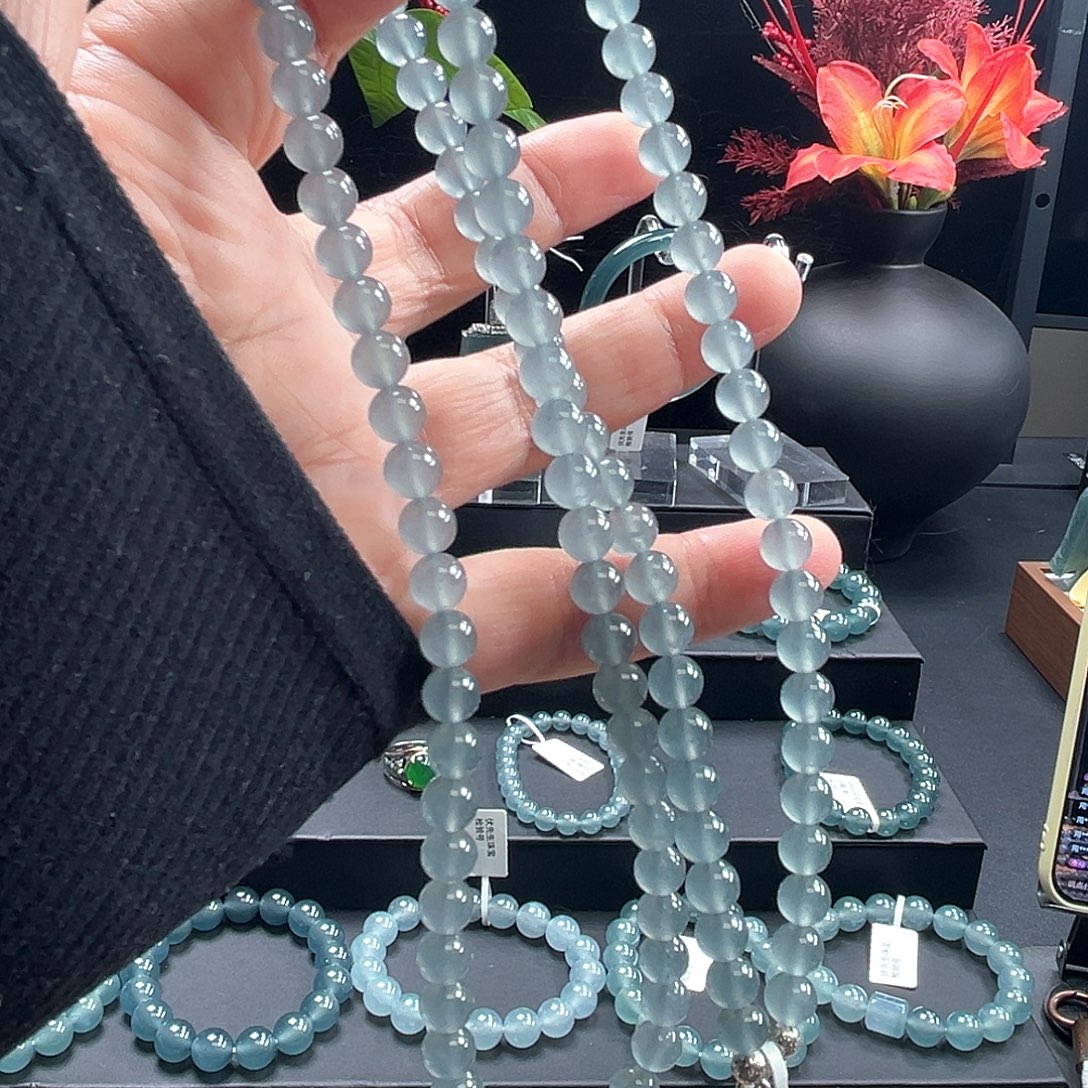 用***2翡翠未镶嵌手链天然a货翡翠毛衣链6.5/108