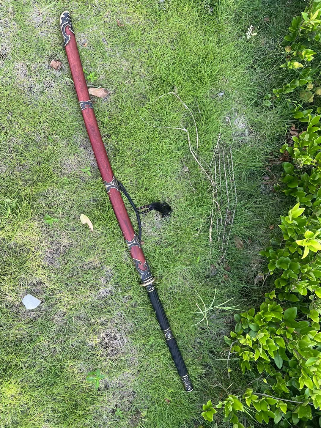 龙泉刀剑*百炼钢苗刀*红木鞘纯铜做旧（未开刃）