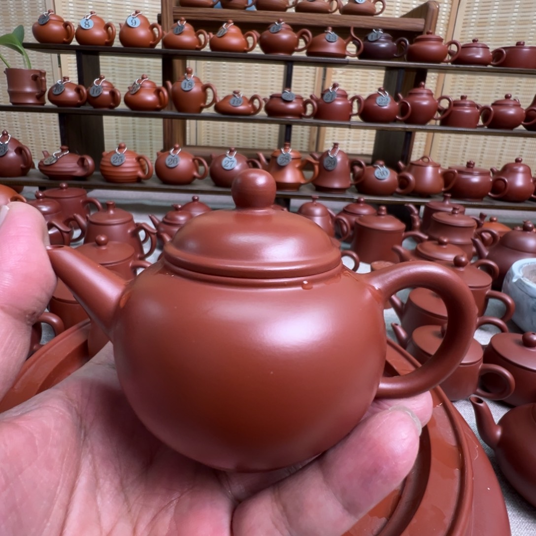 @****茶壶紫砂潮州手拉朱泥壶，微瑕不退换