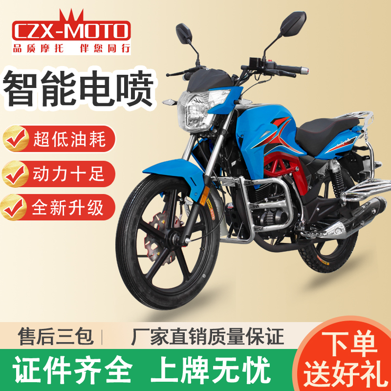 战龙款150CC内置平衡轴国四电喷可上牌爬坡骑行男装摩托车