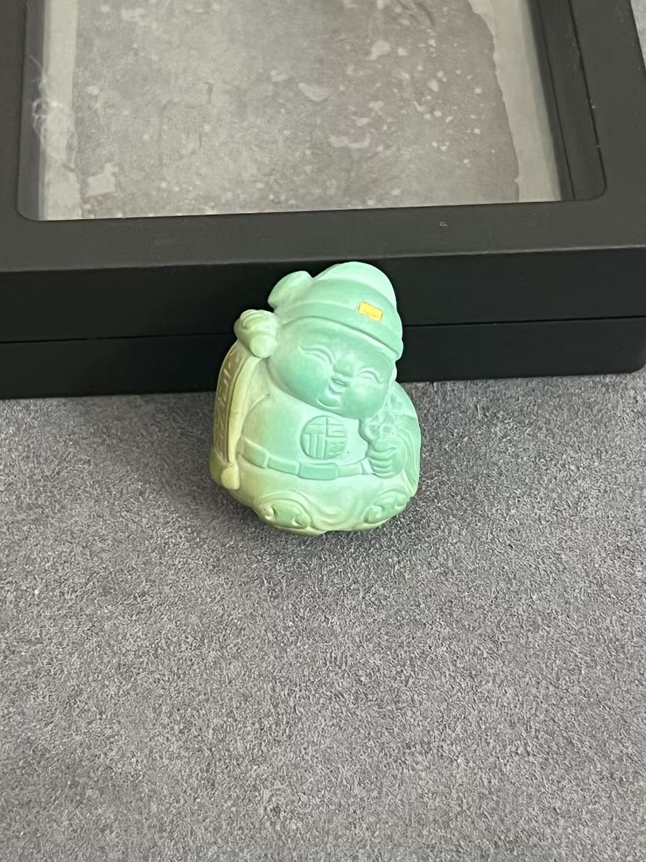 湖北天然原矿绿松石财神吊坠