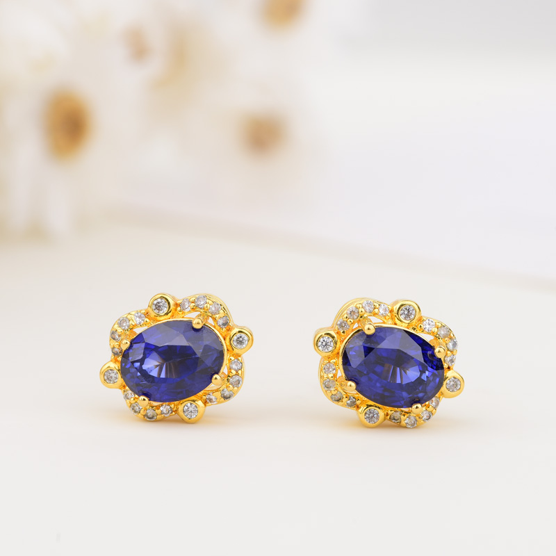 18k斯里兰卡蓝宝耳饰经典款LC787