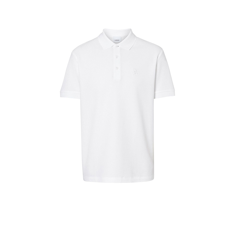 Burberry男款短袖polo专属标识图案T恤百搭白色棉质Polo衫