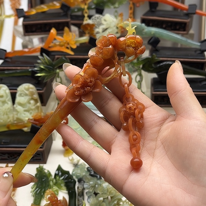 蛇纹石玉岫玉发簪未镶嵌玖*