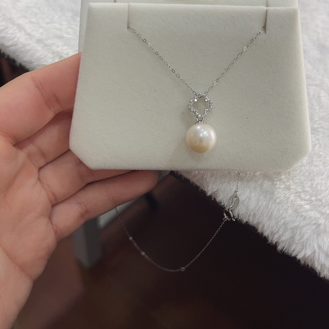 淡水珍珠银S925镶嵌吊坠(赠链)