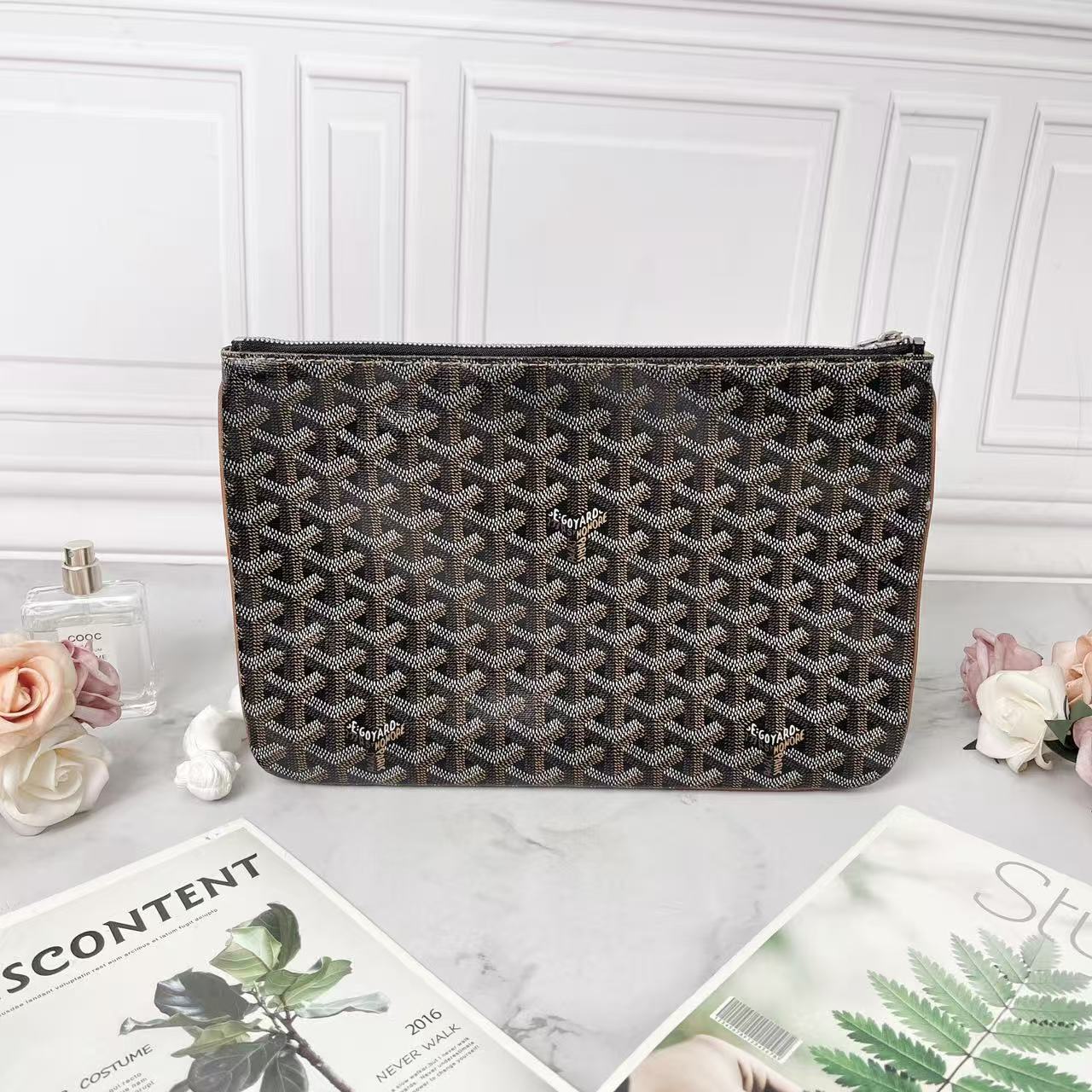 95新 Goyard Goyard/戈雅黑花拉链手包 