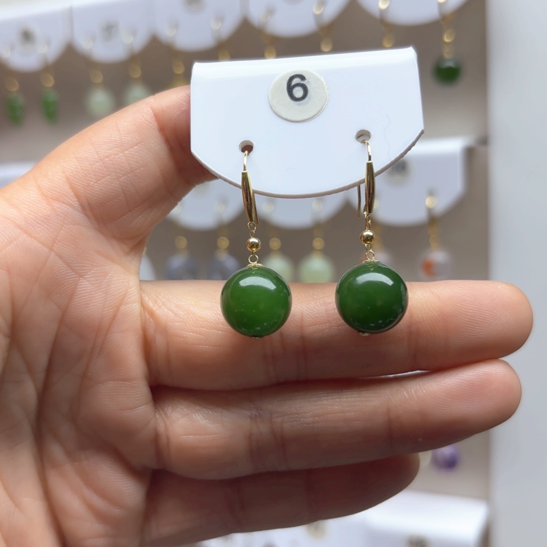 和田玉耳饰18K金镶嵌