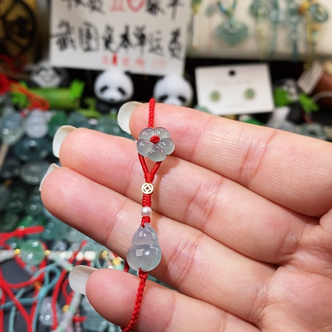 翡翠未镶嵌颈饰葫芦红绳15