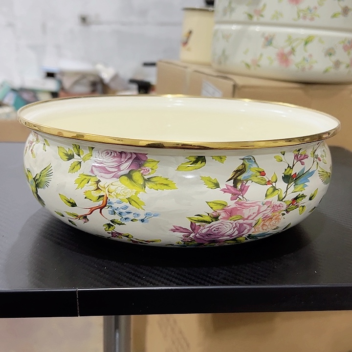 搪瓷24公分鸟语花香搪瓷如意盆