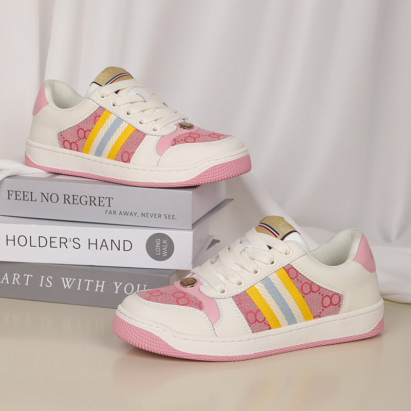 酷奇春季新款高奢经典时尚百搭舒适休闲真皮手工缝线情侣板鞋女鞋