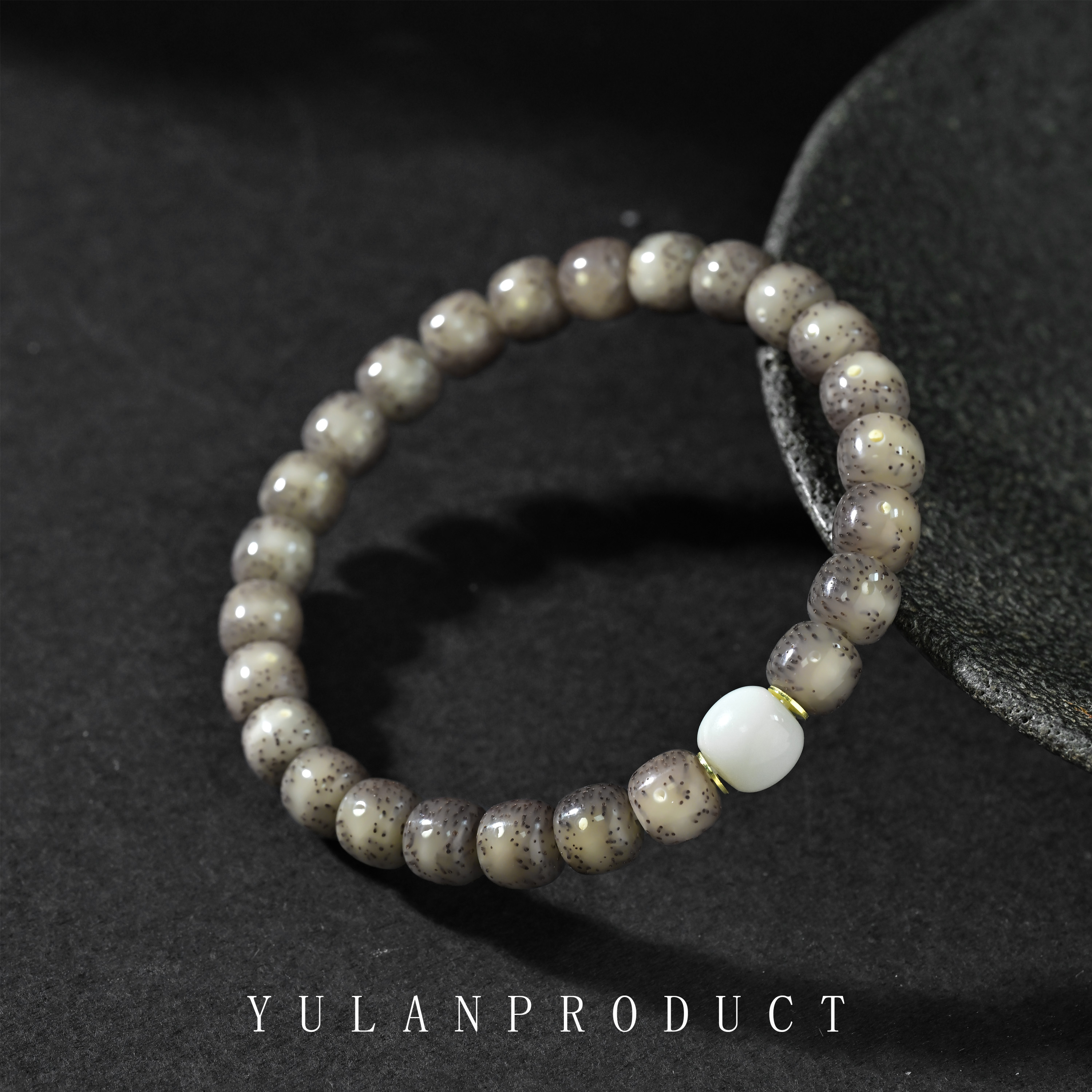 钰澜文玩【周】星月菩提-9*8糯冰老型-和田玉隔珠搭配款