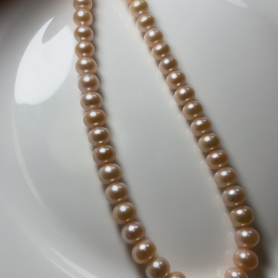 未镶嵌淡水珍珠颈饰9.5左右香槟色皮光干净