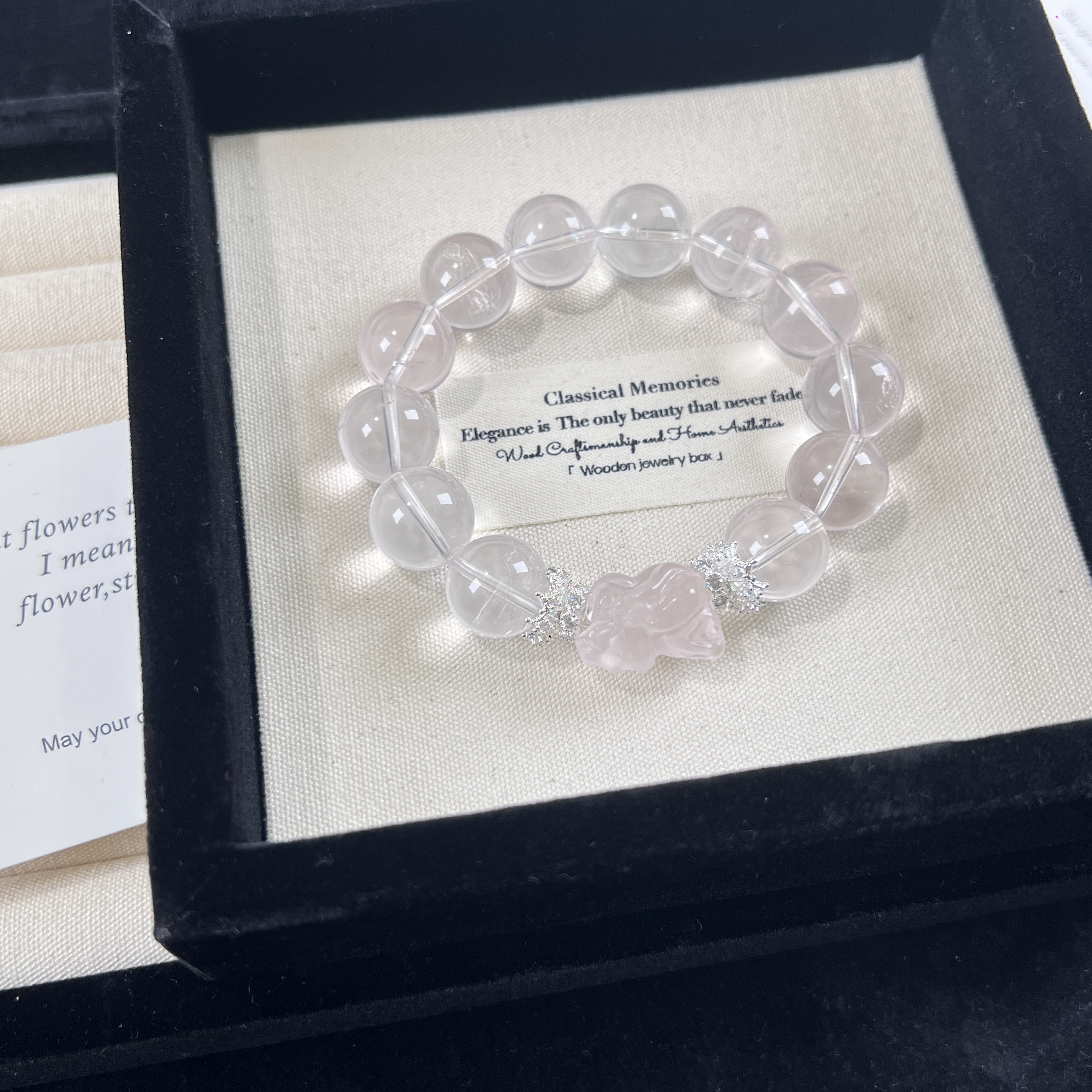 【凤九】天然粉水晶+粉水九尾狐设计款手串