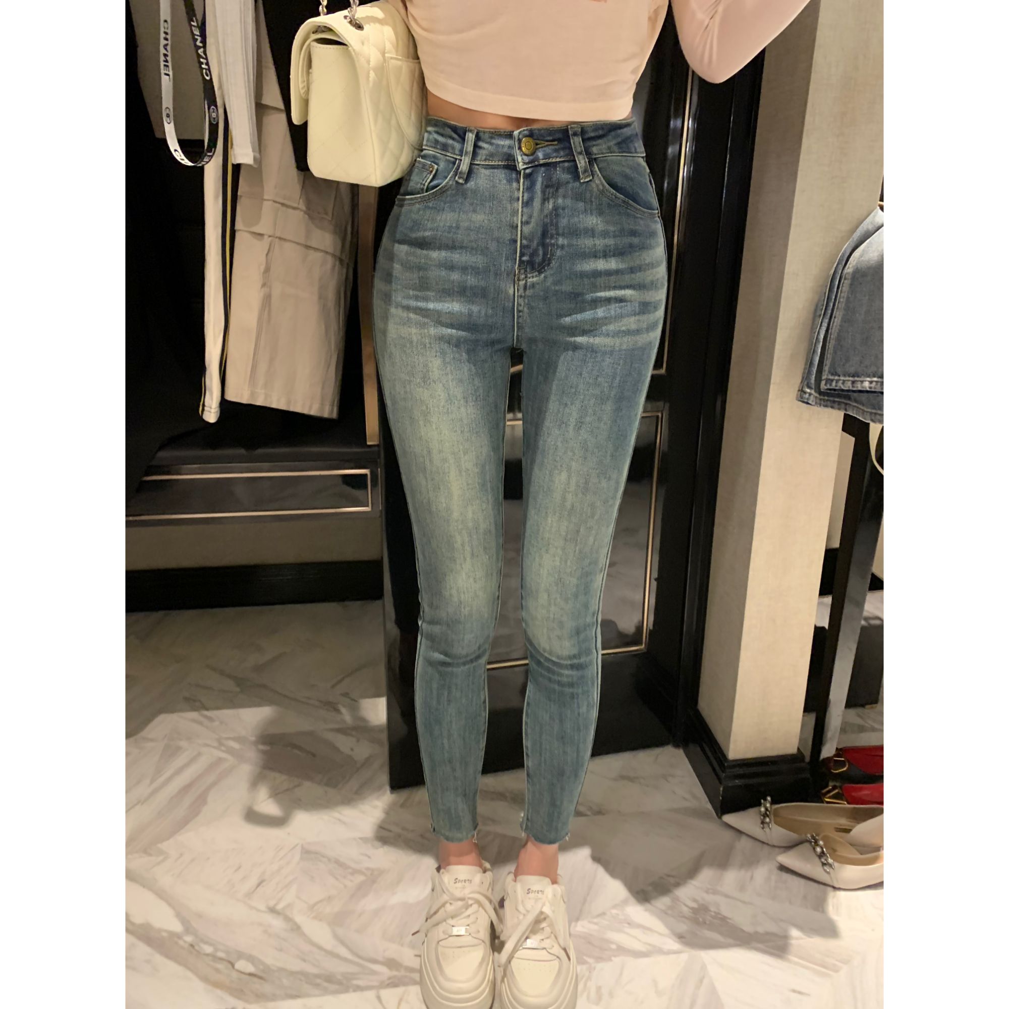 春款上新直筒修身小脚牛仔裤