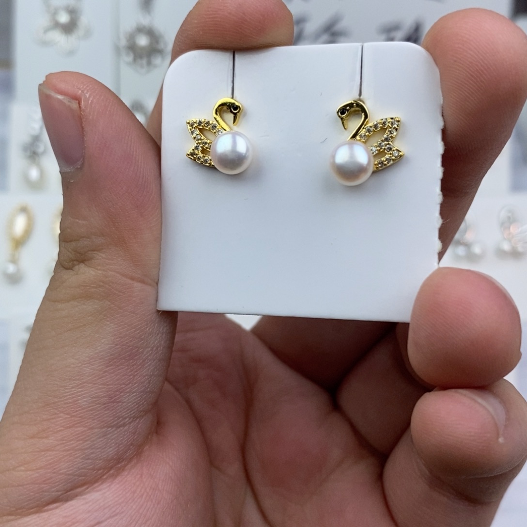 耳饰淡水珍珠银S925镶嵌