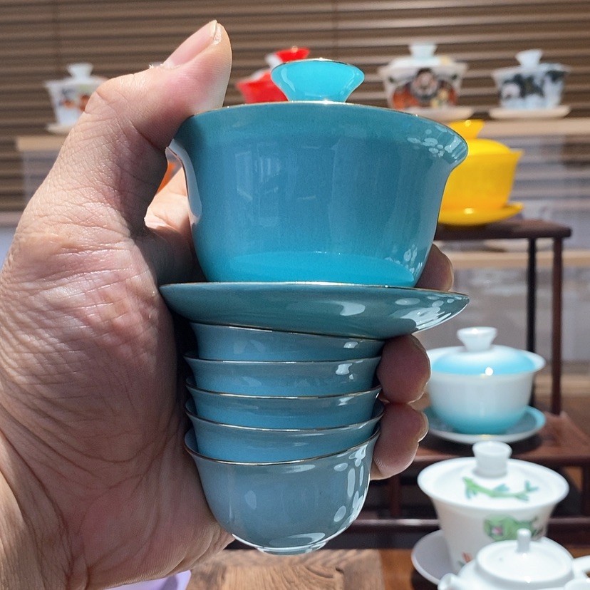 【闪购商品】这***了提夫尼蓝盖碗安排5个杯子