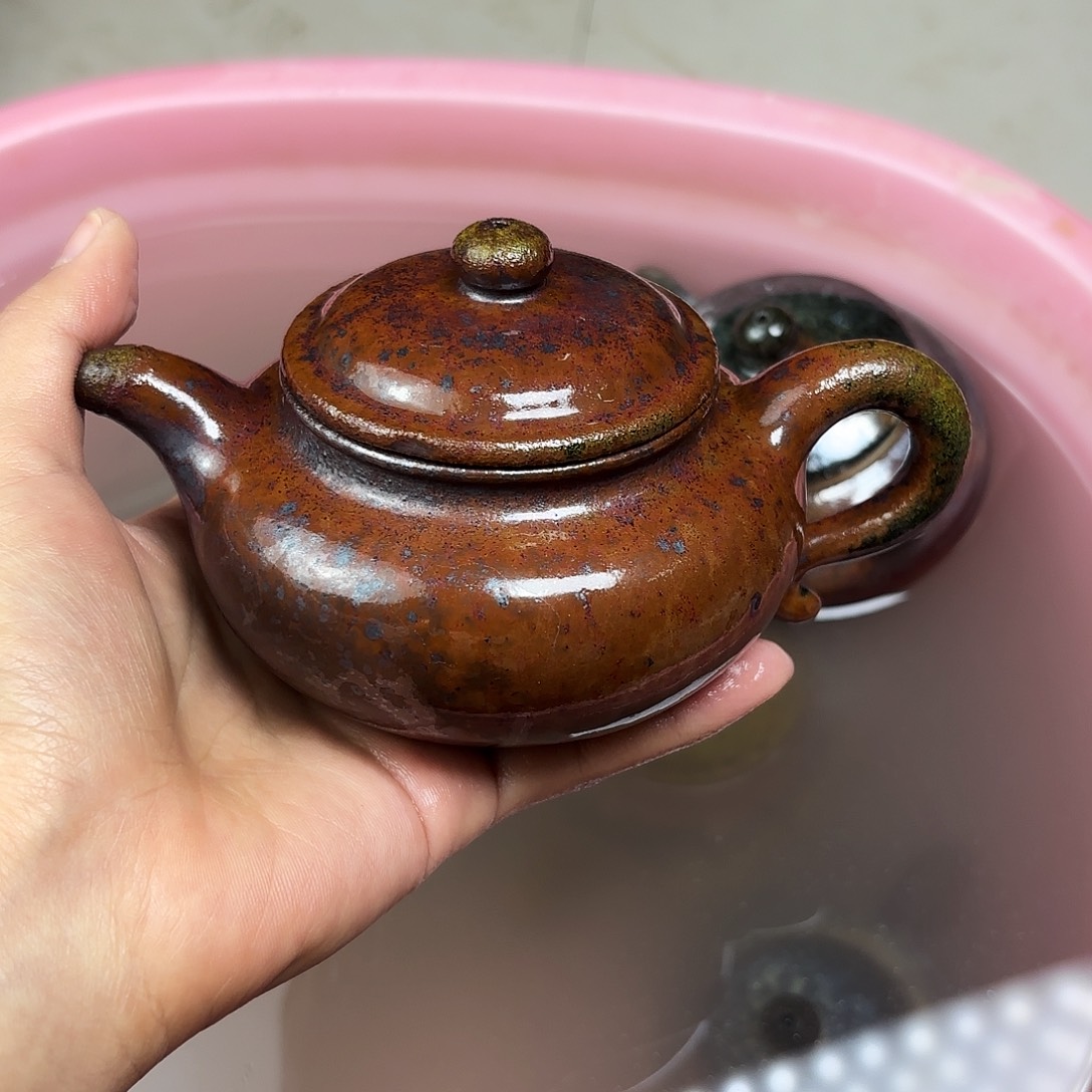 壶柴烧紫砂壶天青仿古