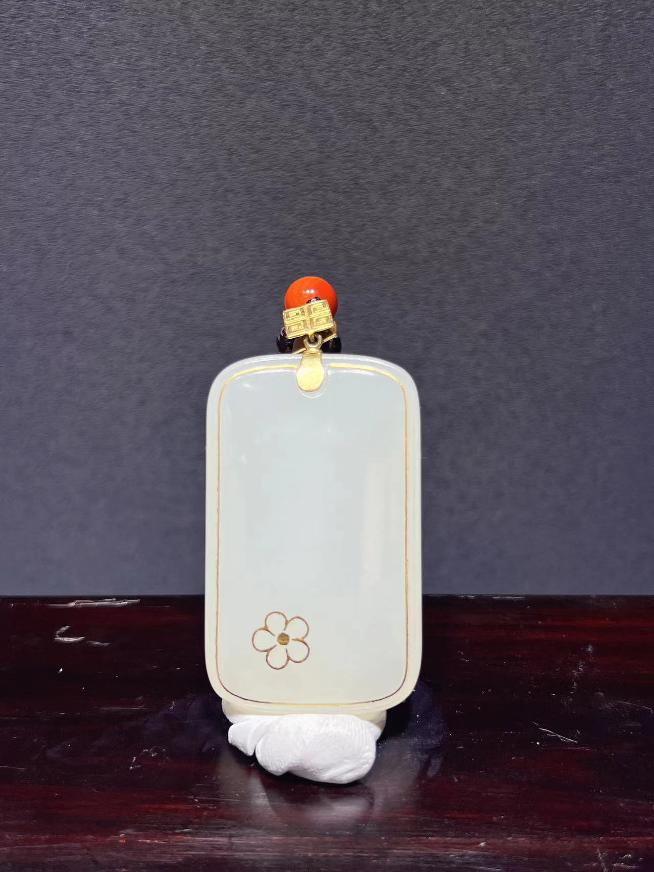 镏金羊脂玉平安牌