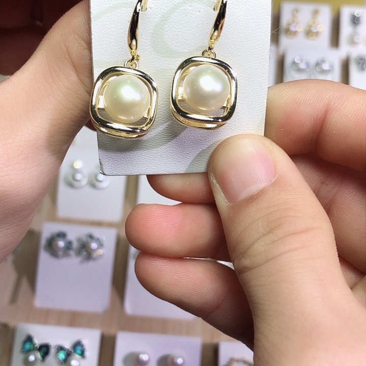 淡水珍珠耳饰银S925镶嵌