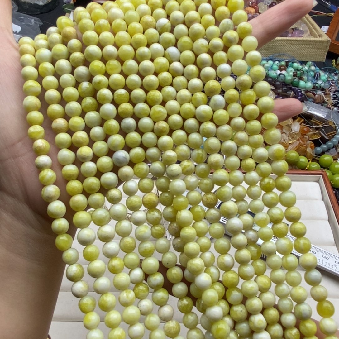 玛瑙/玉髓未镶嵌珠宝半成品一条装纯天然菜花玉圆珠6➕