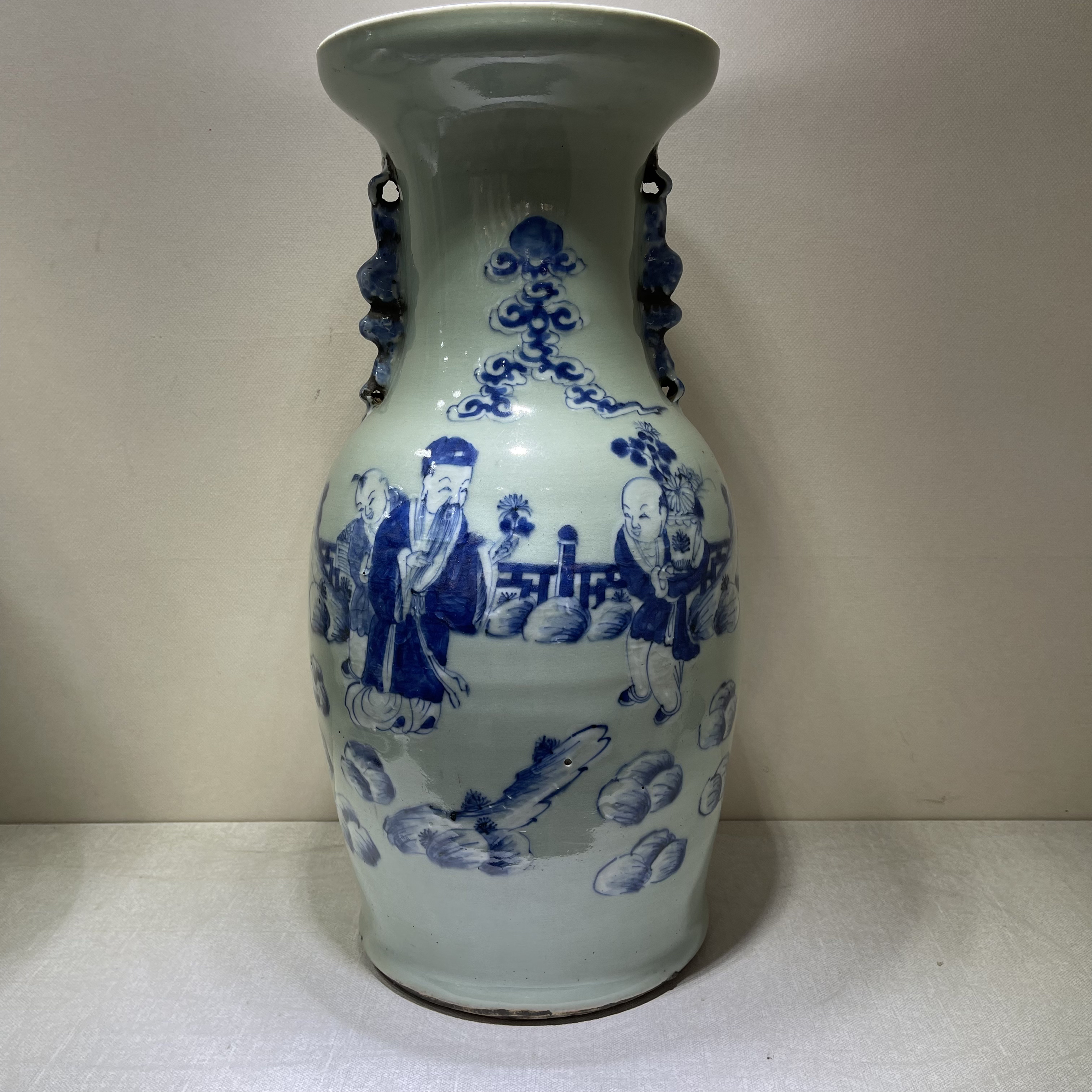 Bcc40d25s3500wj豆青人物瓶底孔