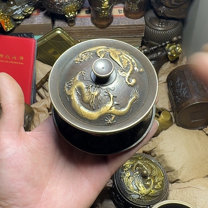 原矿 风魔铜藏收铜摆件 