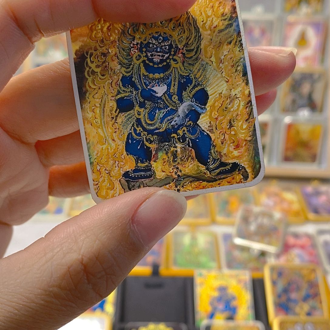 吊坠手绘唐卡大黑花芯