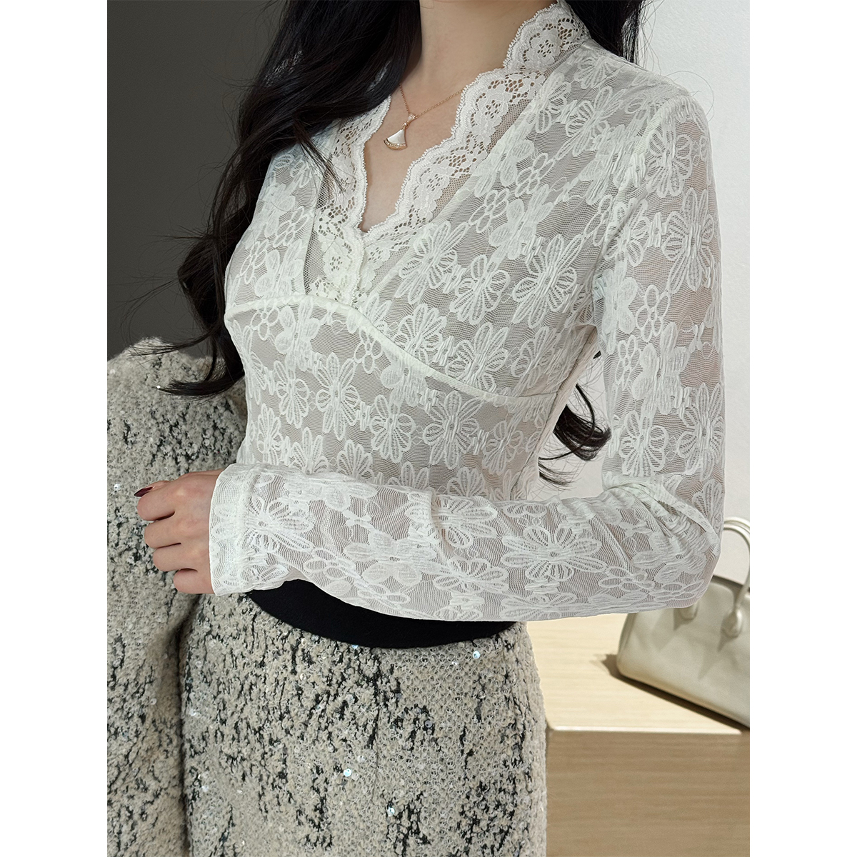 【林一桐】早秋纯欲性感内搭长袖显瘦上衣内搭打底衫X53SYY6038