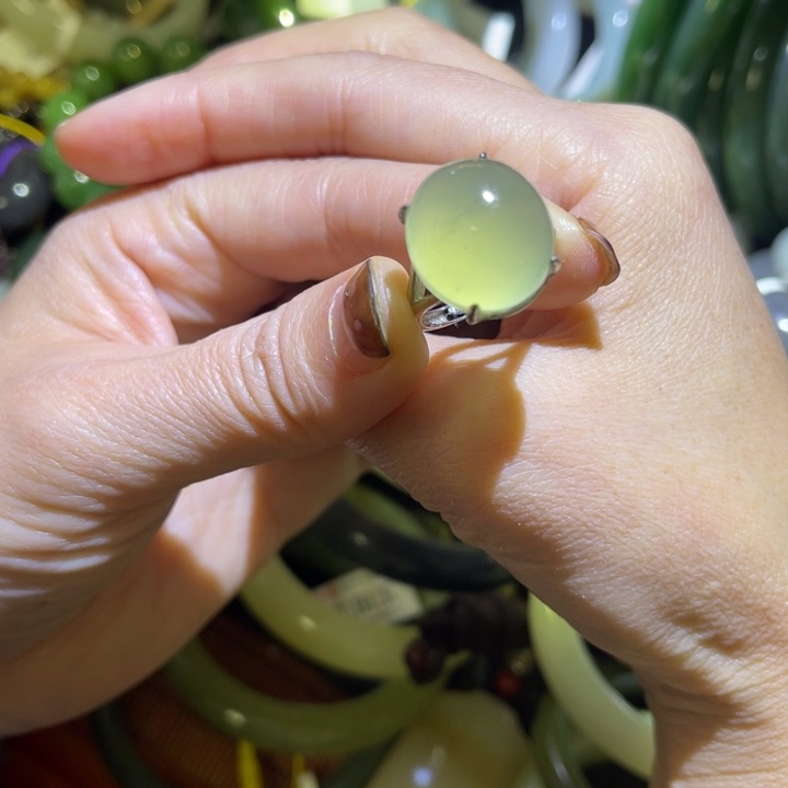 大***王岫玉银S925镶嵌颈饰戒指