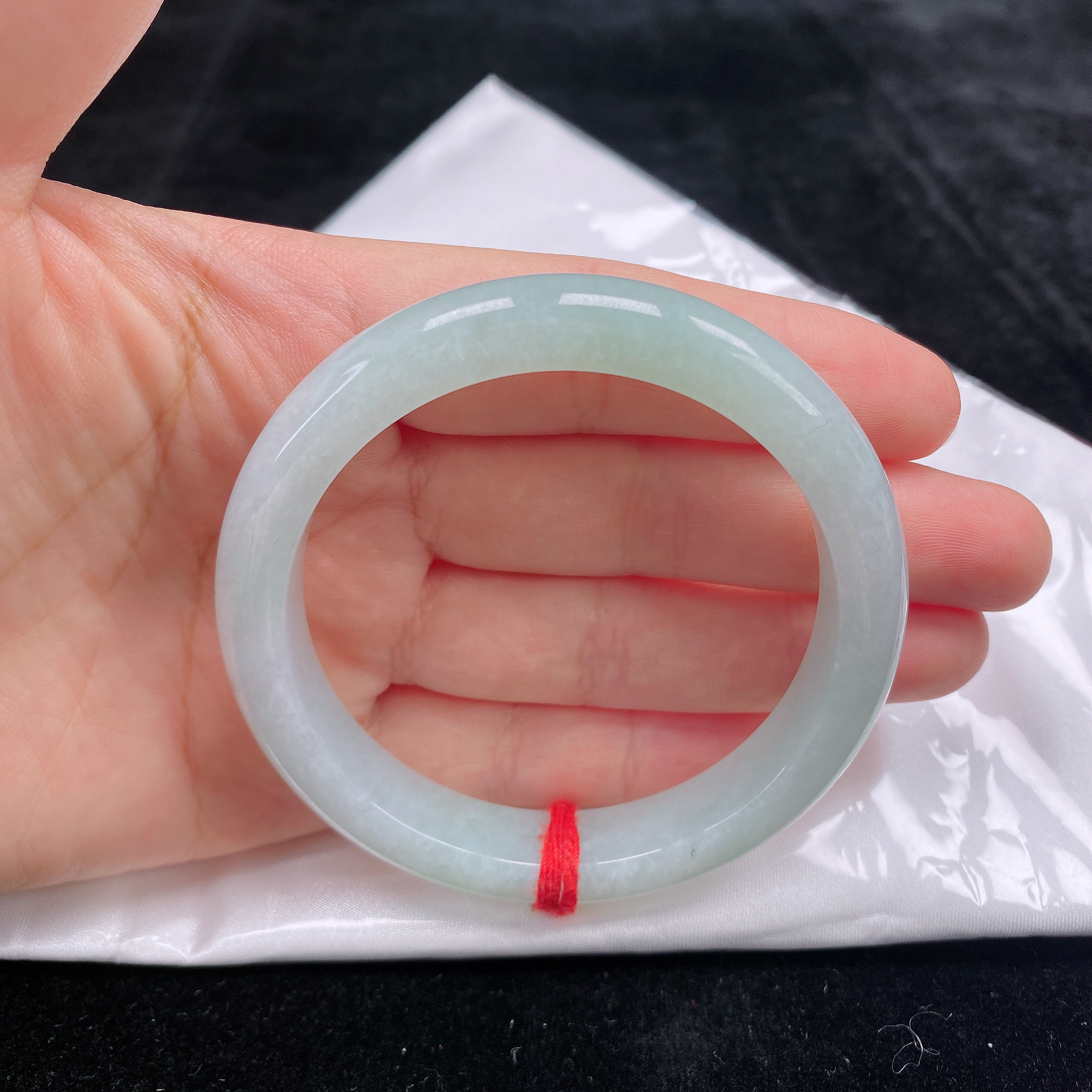 56圈口缅甸翡翠老坑细糯化满圈带色晴底正圈手镯玉镯子正品珠宝