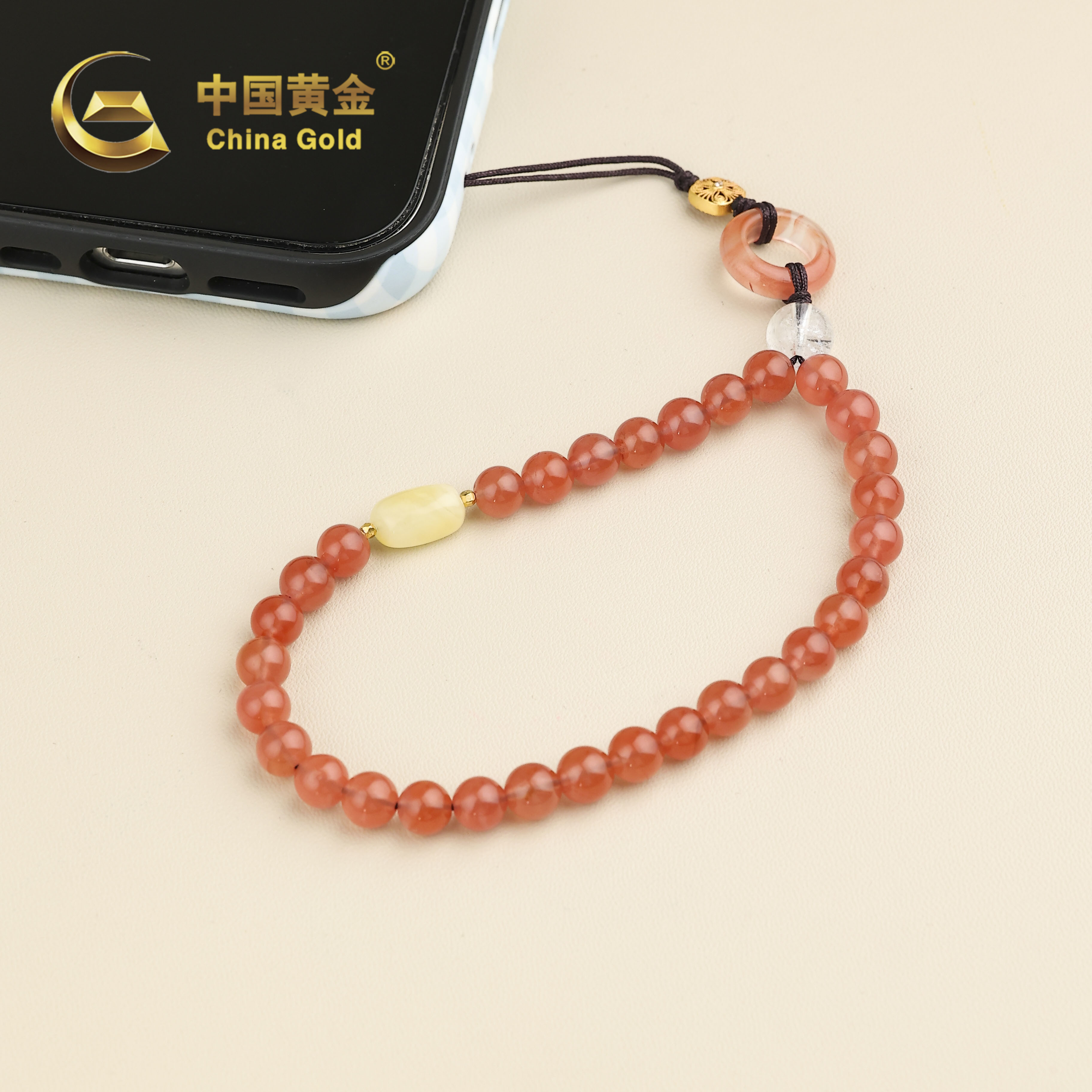  【中国黄金】鸿羡 | 南红*手串*S925银镶嵌-S4770-臻