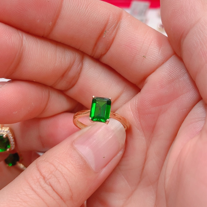 透辉石戒指银S925镶嵌6✖️8