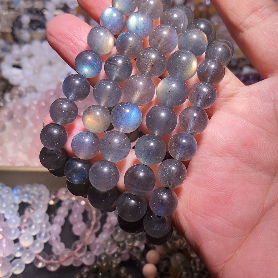 未镶嵌手链水晶灰月光10mm