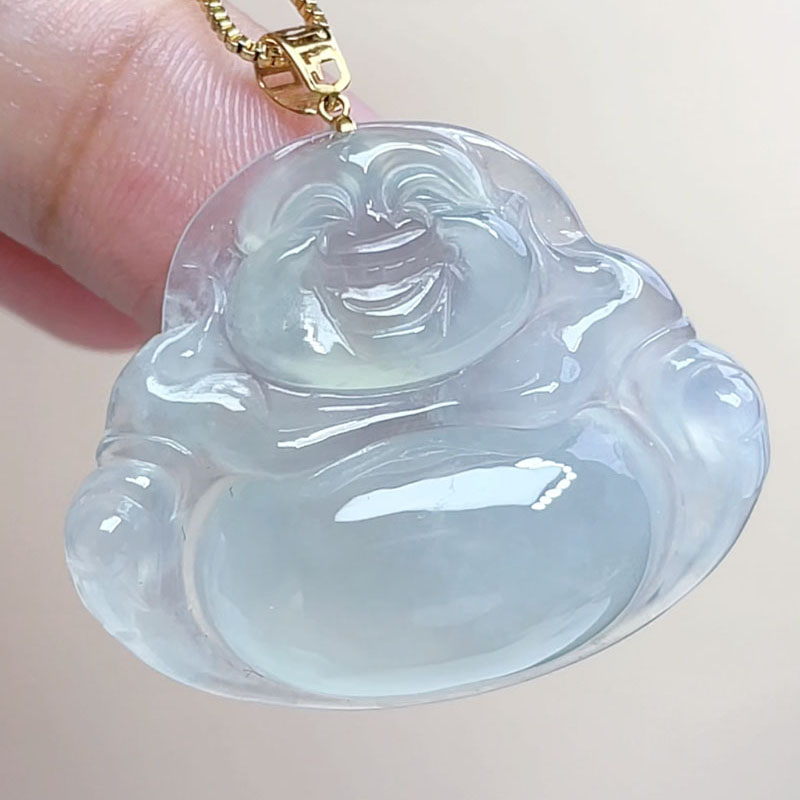 天然翡翠弥勒佛吊坠A货缅甸高冰佛公笑佛女士（同批料多样性发货）
