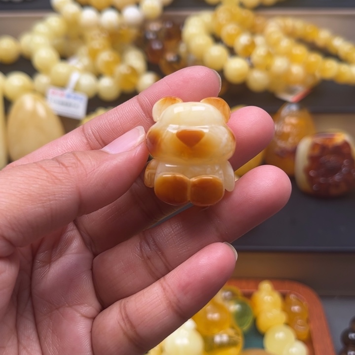 e***h琥珀未镶嵌珠宝奇石M53号虎皮熊